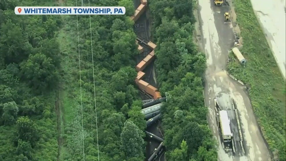 A CSX train derailed in Whitemarsh Township, Pennsylvania, on Monday, and company officials say the weather is to blame.