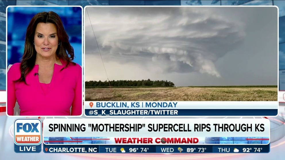 A stunning supercell thunderstorm careened through western Kansas on Monday. As it collapsed, the storm triggered a wave of warmth into Oklahoma.