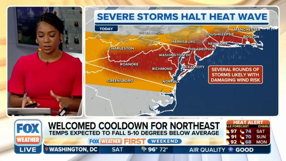 Severe storms halt heat wave as cooldown welcomed in Northeast | Latest ...