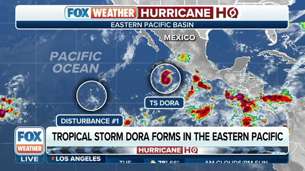 Tropical Storm Dora has formed in the Eastern Pacific, as forecasters continue to watch several other areas for possible tropical development. 