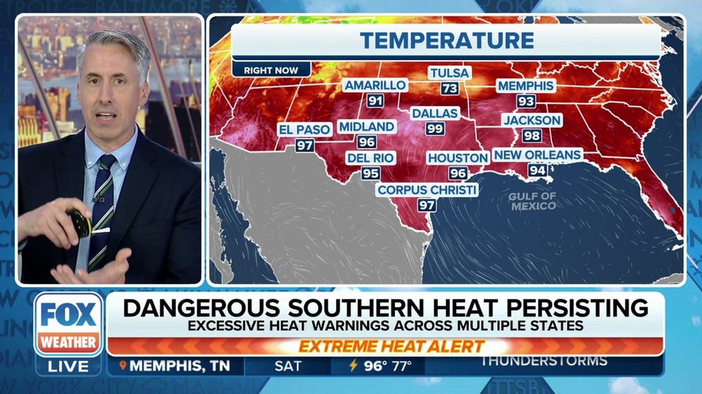 Sweltering temperatures are blanketing the southern Plains. According to the FOX Forecast Center, the above-average temperatures are expected for at least the next two weeks. August 5, 2023.