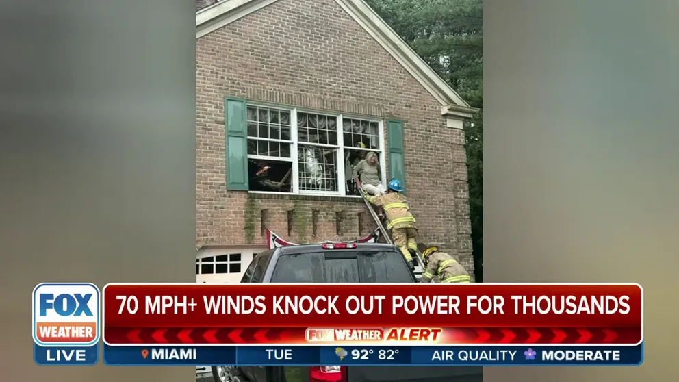 A severe weather outbreak has killed at least two people and knocked out power to more than 1 million customers across the eastern U.S. on Monday.