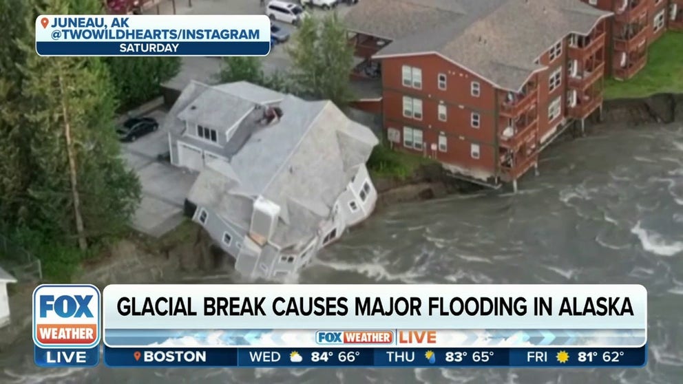 Aaron Jacobs, senior service hydrologist with the National Weather Service in Juneau, spoke to FOX Weather about how a glacial break caused major flooding in Alaska. August 8, 2023.