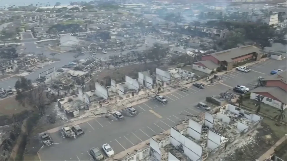 This footage of Lahaina’s Front Street was recorded by Javier Cantellops, who said he was flying his drone to help assess the damage to the town.