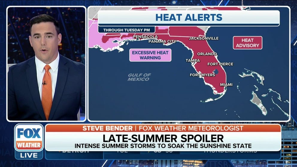 Meteorologist Steve Bender tracks the excessive heat haunting Florida and a soggy pattern setting up for the week.