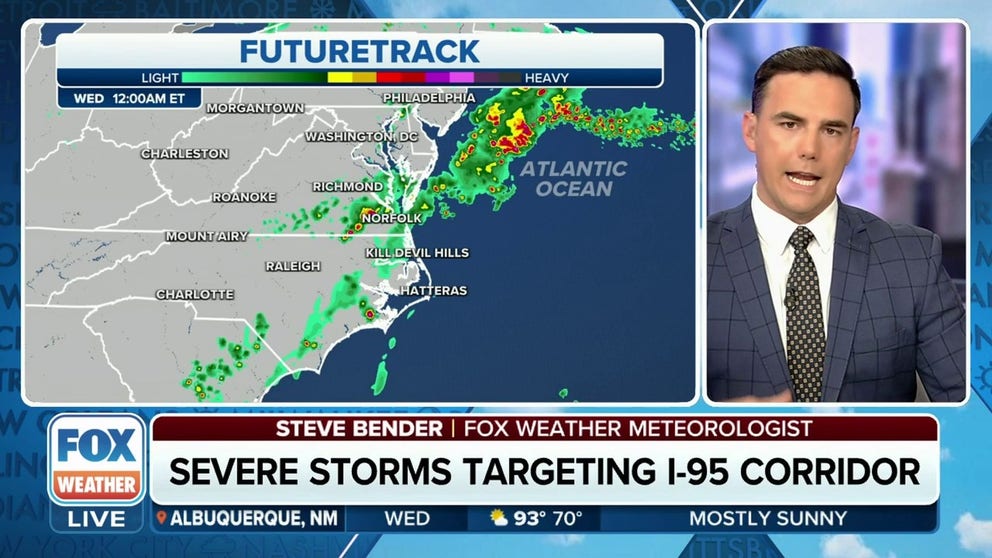 Heavy rain, hail and damaging winds tore apart parts of the South and Mid-Atlantic states Tuesday. Meteorologist Steve Bender says the dangerous weather is not through yet.
