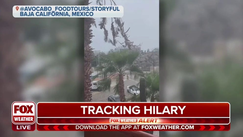 Flash flooding has been reported in Southern California as Tropical Storm Hilary passes over region.