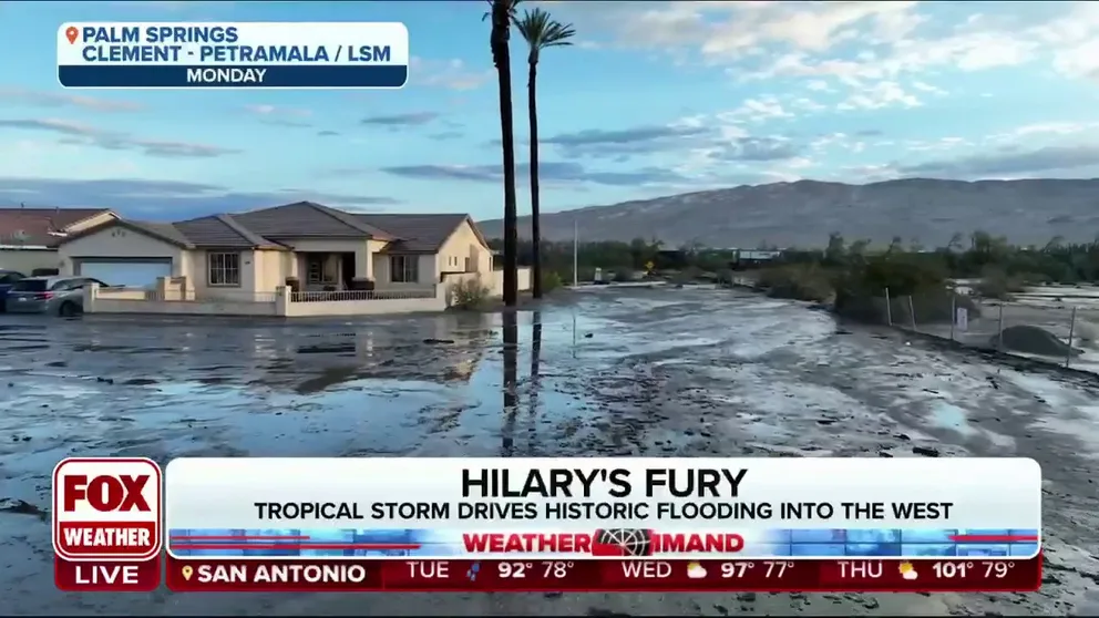 Unbelievable scenes of destruction and flooding as Tropical Storm Hilary made its way through western states.