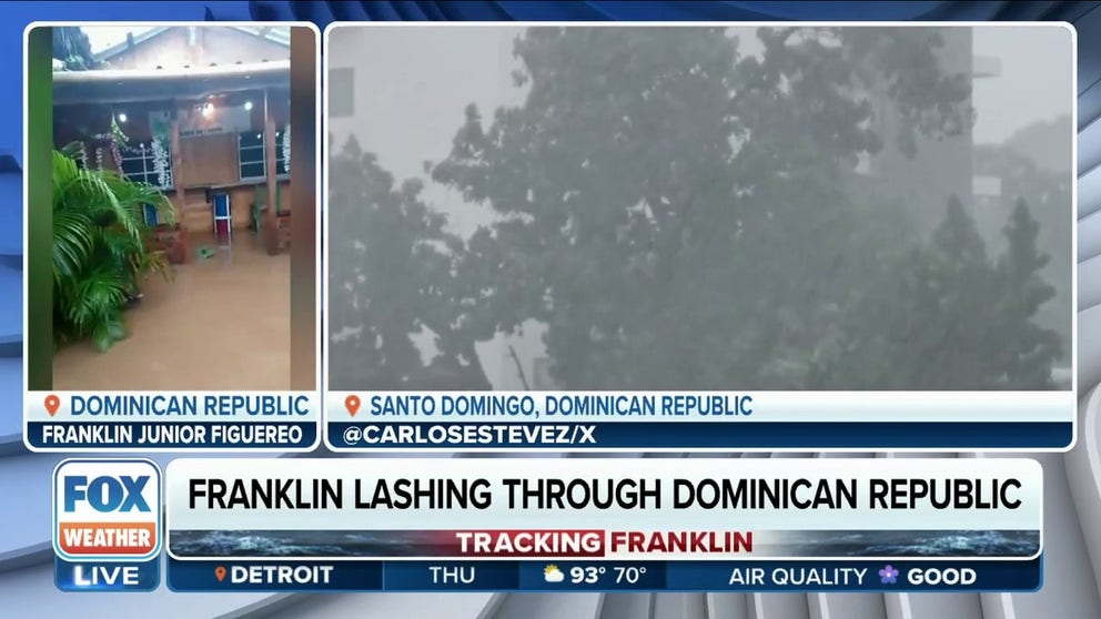 Heavy rains and wind lashed the Dominican Republic when Tropical Storm Franklin made landfall.