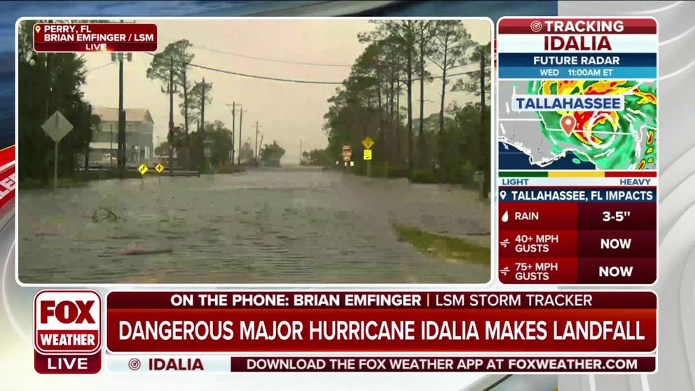 Hurricane Idalia made landfall in Keaton Beach, Florida, early Wednesday morning and LSM storm tracker Brian Emfinger joined FOX Weather to describe what he experienced as the moster storm roared ashore.