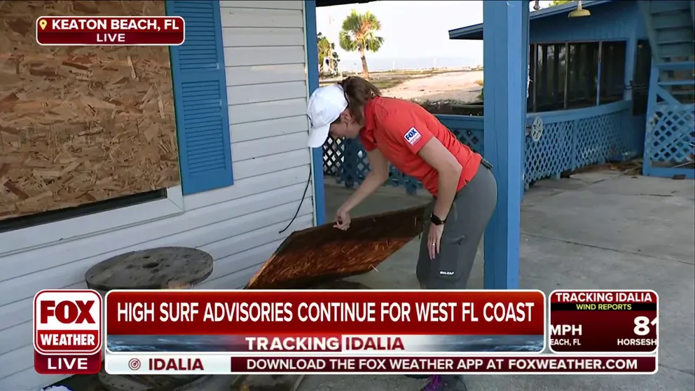 FOX Weather meteorologist Britta Merwin was in Keaton Beach, Florida, surveying some of the damage left behind after powerful Hurricane Idalia made landfall early Wednesday morning.