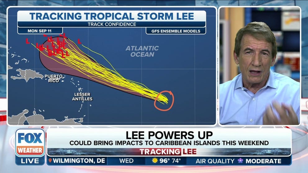 FOX Weather Hurricane Specialist Bryan Norcross explains what forecasters are looking at for Tropical Storm Lee's cone and track. Lee is forecast to become a major hurricane in the coming days.