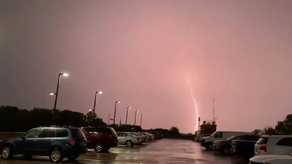 Over 120,000 people lost power Thursday night as powerful thunderstorms rolled across the entire Eastern Seaboard. (Video: Ethan Kerr via Storyful)