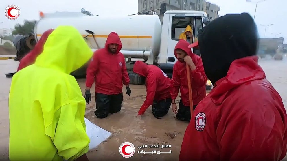 Rescuers in Bayda, Libya, released footage on Sept. 11 showing some of the deadly flooding caused by Storm Daniel.