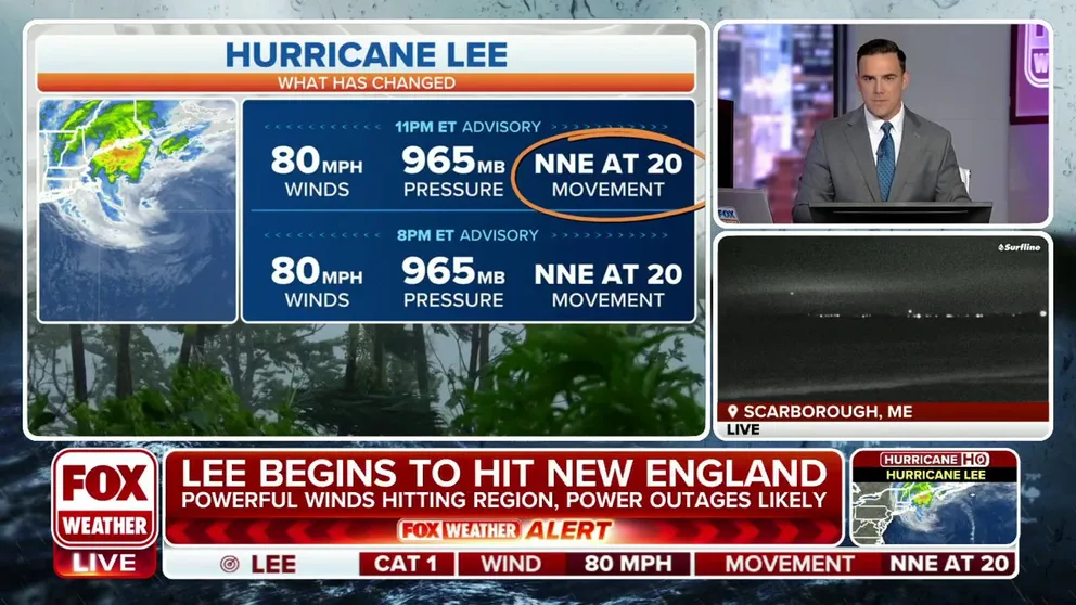 Hurricane Lee's impacts will be felt over the next 24 hours in Massachusetts, New Hampshire and Maine.