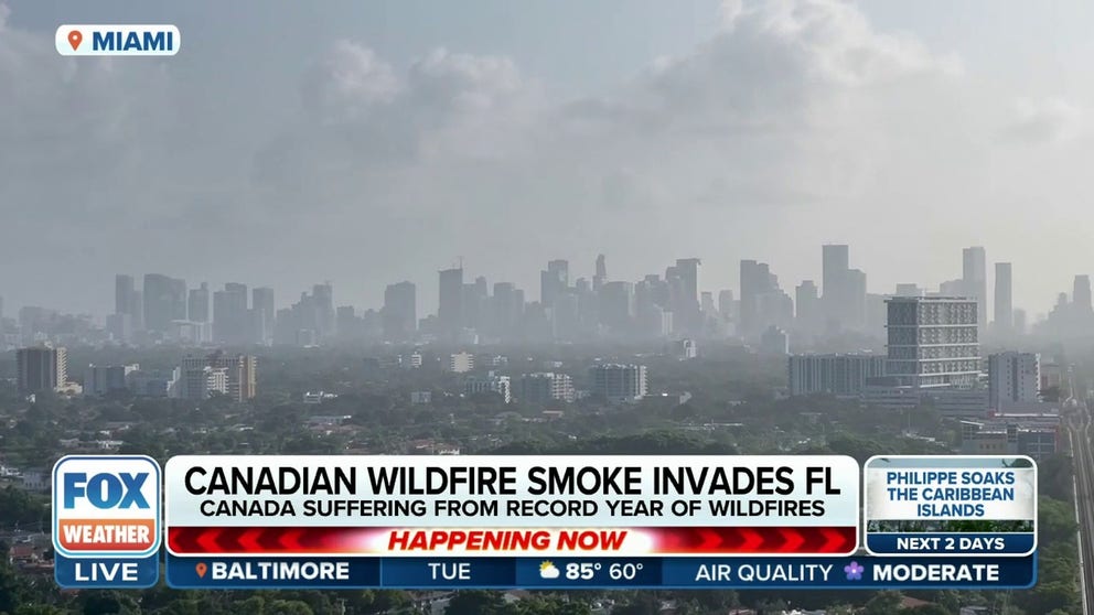 FOX Weather Reporter Brandy Campbell is reporting from Miami where wildfire smoke from Canada has enveloped South Florida. Smoke has invaded much of the Sunshine State causing some of the unhealthiest air in the U.S. on Tuesday.