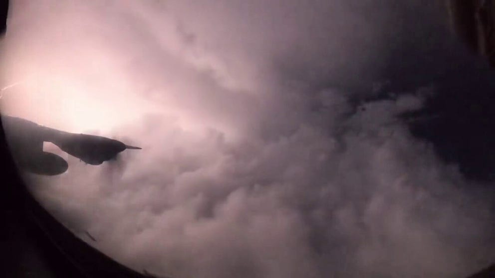 The Hurricane Hunters shared an amazing video of a lightning show inside Tropical Storm Philippe when the crew flew into the storm on Tuesday morning.