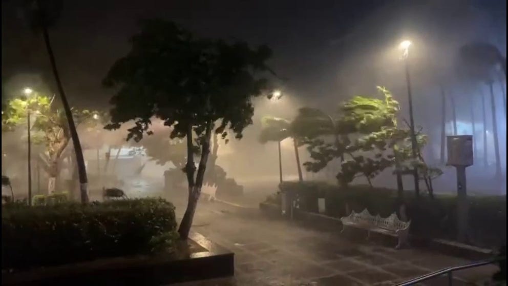 Hurricane Lidia made landfall in Mexico on Tuesday night and video from Puerto Vallarta shows the storm bringing destructive winds and torrential rain to the region.