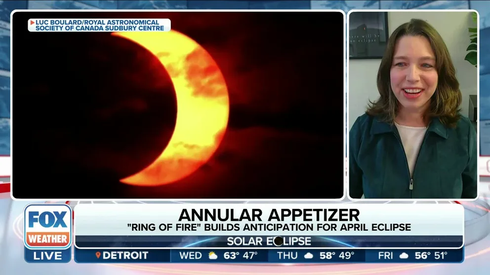 The Southwest is expected to get the best view of Saturday's annular solar eclipse and it's building excitement for the total eclipse in April. Debra Ross of the Rochester Solar Eclipse Task Force joined FOX Weather to discuss more.