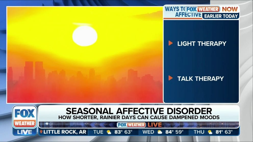 FILE – Dr. John Whyte of WebMD joins FOX Weather and explains how the shorter days, cooler temperatures and onslaught of soggy weather can trigger Seasonal Affective Disorder. He tells how to recognize and treat it.