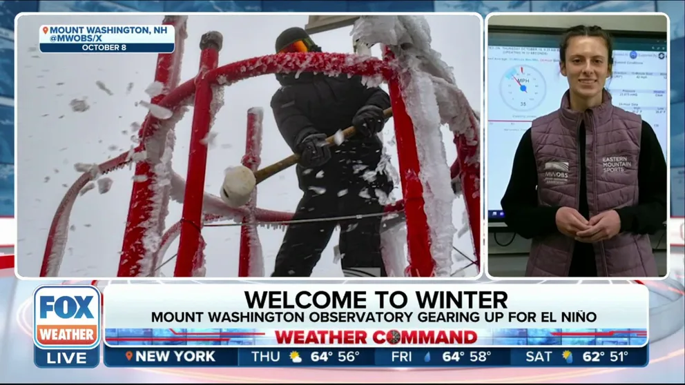 Alexandra Branton, a Mount Washington Observatory weather observer, explains the unique winter weather phenomenon seen at the highest summit in the Northeast. Observers go out in all conditions from snow, ice and wind to check on their weather instruments. 