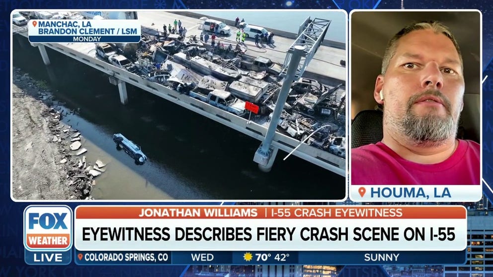 Eyewitness Jonathan Williams joined FOX Weather to describe the gruesome scene on I-55 after 168 vehicles go into 25 accidents. So far eight have died and 63 were injured.