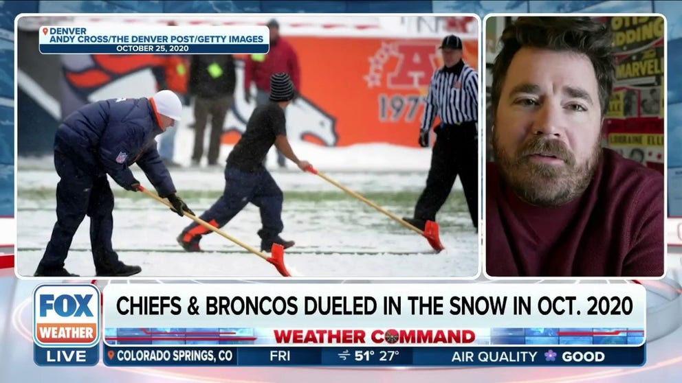 NFL on FOX Podcast host and Dallas Cowboys Insider on FOXSports.com, Dave Helman, joined FOX Weather to discuss the potential snow we could see during Sunday's Chiefs vs. Broncos game in Denver. 