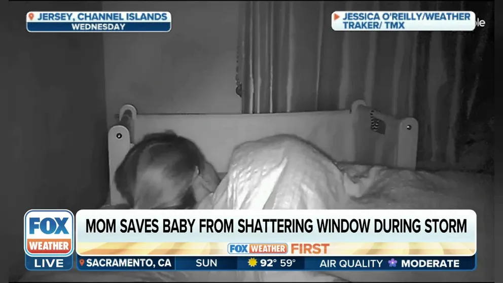 Jessica O'Reilly joined FOX Weather on Sunday morning to talk about the terrifying moment when powerful winds from Storm Ciarán shattered a window and sent glass flying. She said she knew she had to get her baby out of the room to keep her safe.