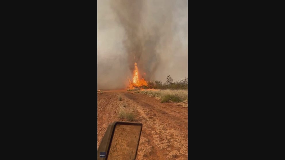 Dramatic video recorded in Australia’s Northern Territory shows a fire whirl, which is also sometimes called a 