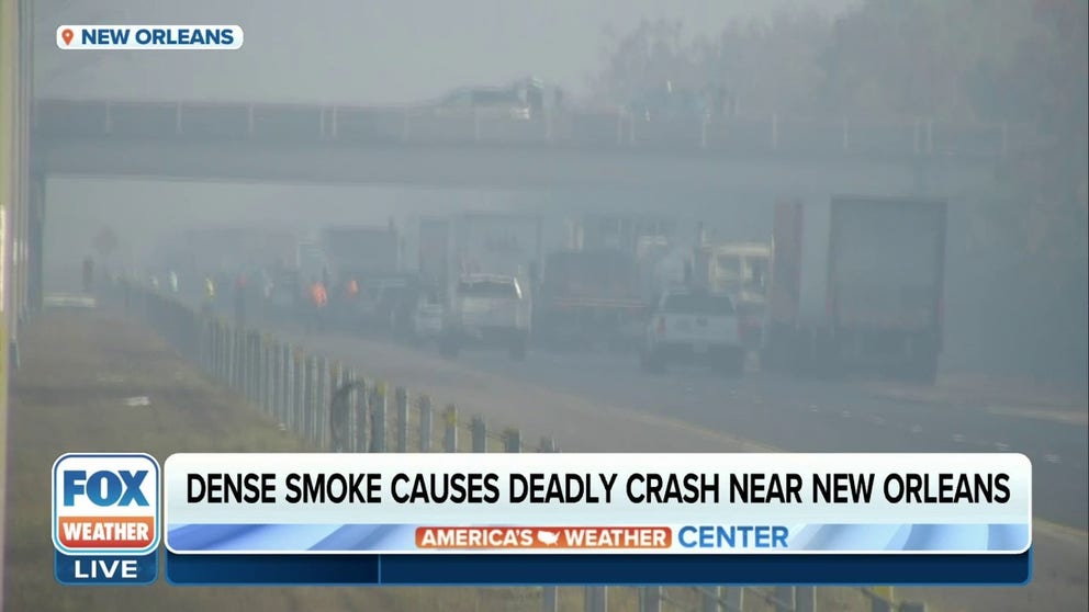 At least one person has been killed in a series of crashes on Interstate 10 outside New Orleans after dense smoke from a wildfire blanketed the area.