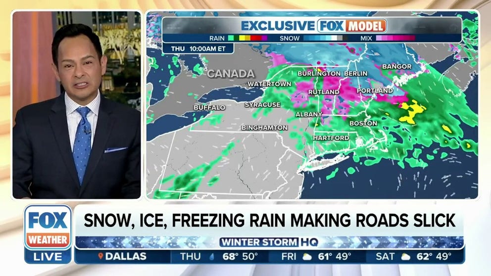 Roads across the Northeast slick due to snow, ice, freezing rain ...