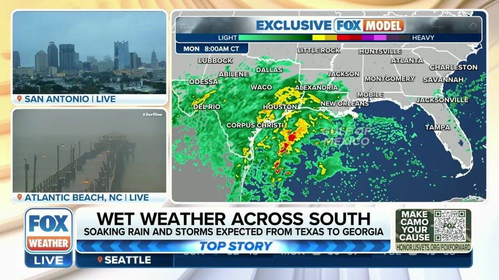 Rain soaking the South from Texas to Georgia | Latest Weather Clips ...