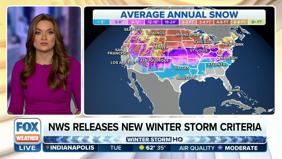 The National Weather Service has revamped the criteria for Winter Storm Warnings across the country, releasing a new map to serve as the basis for issuing winter storm watches and warnings across the U.S.