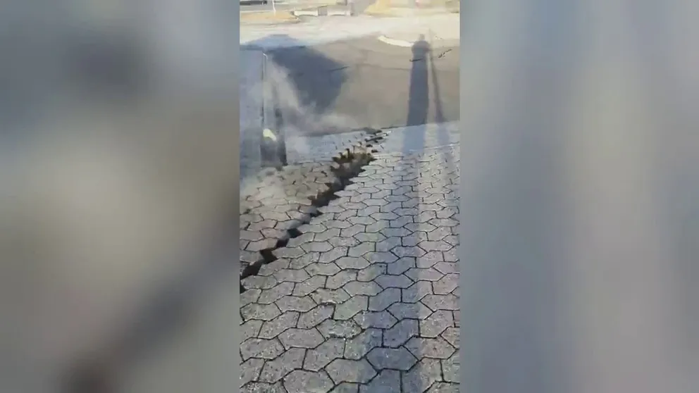 Video recorded in Grindavik shows steam coming from cracks that formed in roads. The seaside town in Iceland is preparing for a possible volcanic eruption.