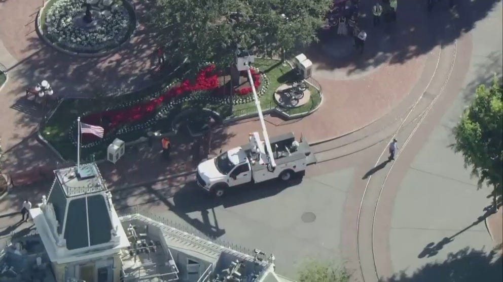 Three Disneyland guests were hurt - one suffering serious injuries - after strong winds knocked down a lamppost that fell on them, officials said.