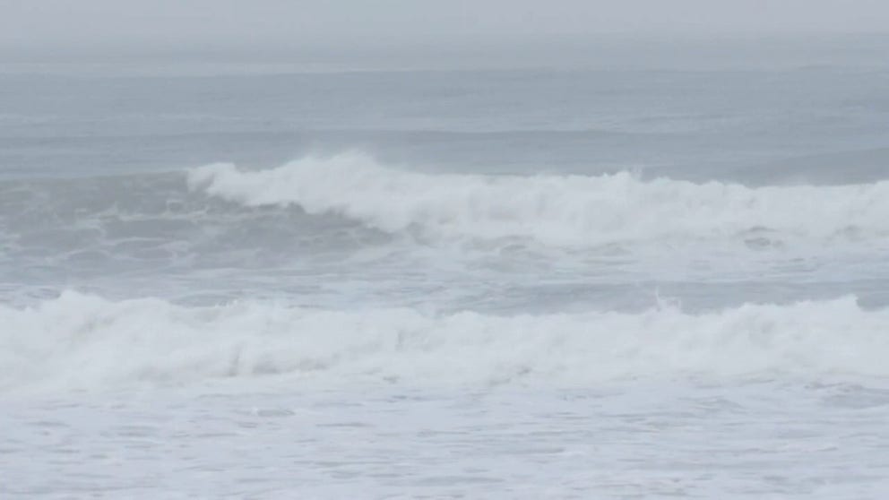 A wave swept a 54-year-old man and a 5-year-old girl off Martins Beach into the ocean near Half Moon Bay on Saturday afternoon. (Courtesy: KTVU)