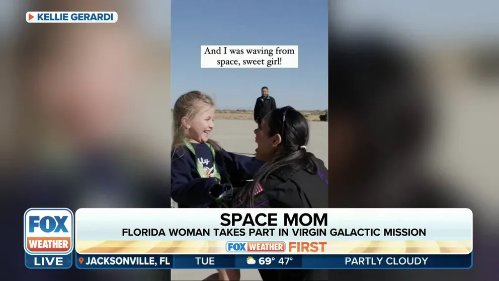 Kellie Gerardi flew on Virgin Galactic's latest mission to suborbital space. Gerardi, a payload specialist on the flight, spoke to FOX Weather about the experience and what it meant to have her daughter there when she landed.