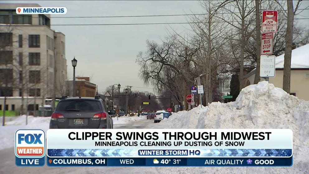 A fast moving storm, a clipper, charged across the Midwest and Great Lakes leaving behind a taste of winter in it's wake. FOX 9's Bill Keller shows us the winter wonderland in Minneapolis.