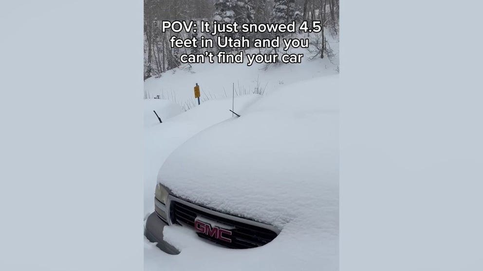 Footage taken on Monday shows a number of vehicles buried under more than 4 feet of snow in Little Cottonwood Canyon in northern Utah. (Courtesy: Luke Stone via Storyful)