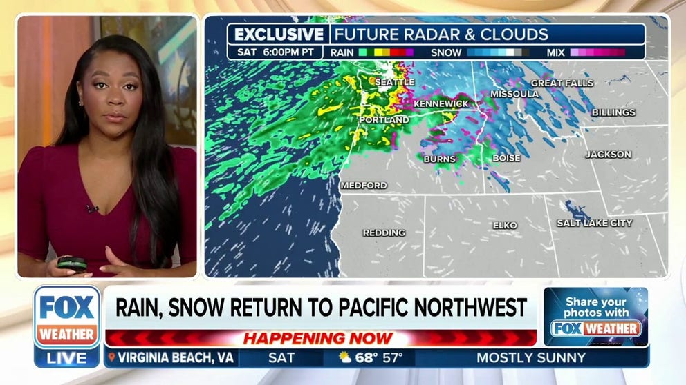 River levels are dropping in the Pacific Northwest, but there's more rain and snow rolling in Saturday. The next surge of Pacific moisture is streaming into the area now, and the region will be particularly sensitive to any additional rain after receiving significant rain earlier this week.