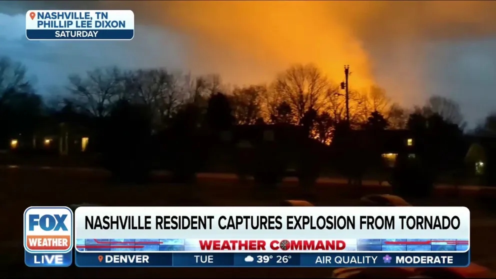 Phillip Lee Dixon recorded the moment a tornado hit a Nashville Electric Service substation on Saturday. He said could hear the tornado coming from his home balcony before it hit the electric facility. 