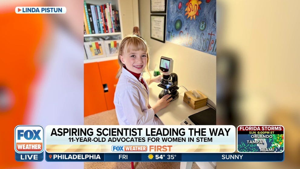 Linda Pistun and her mother, Katie, talk to FOX Weather's Britta Merwin about the 11-year-old's excitement about science and her efforts to inspire other girls and women to get involved in the field.