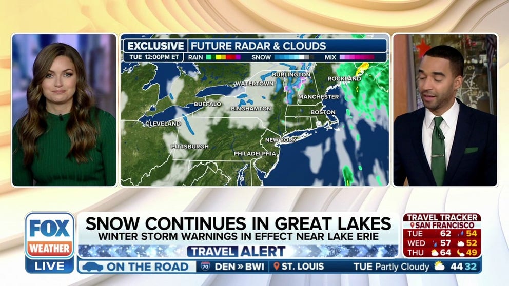 In the wake of a monster pre-Christmas storm, lake-effect snow is causing travel trouble for drivers in the Great Lakes.