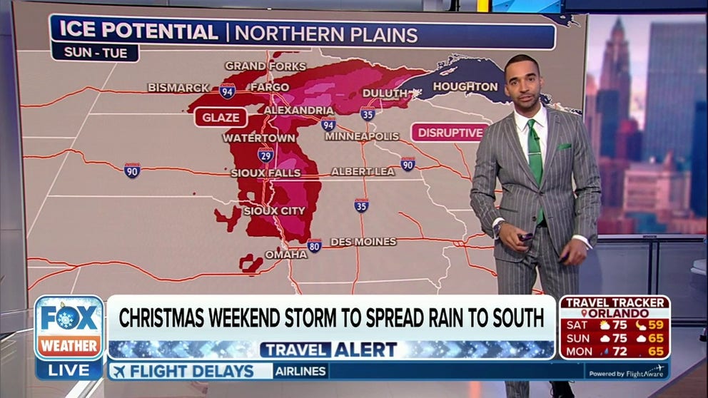 From flooding rains in the southern Plains to snow and freezing rain in the Upper Midwest, the forecast is tricky and messy for those trying to get around for the Christmas holiday. 