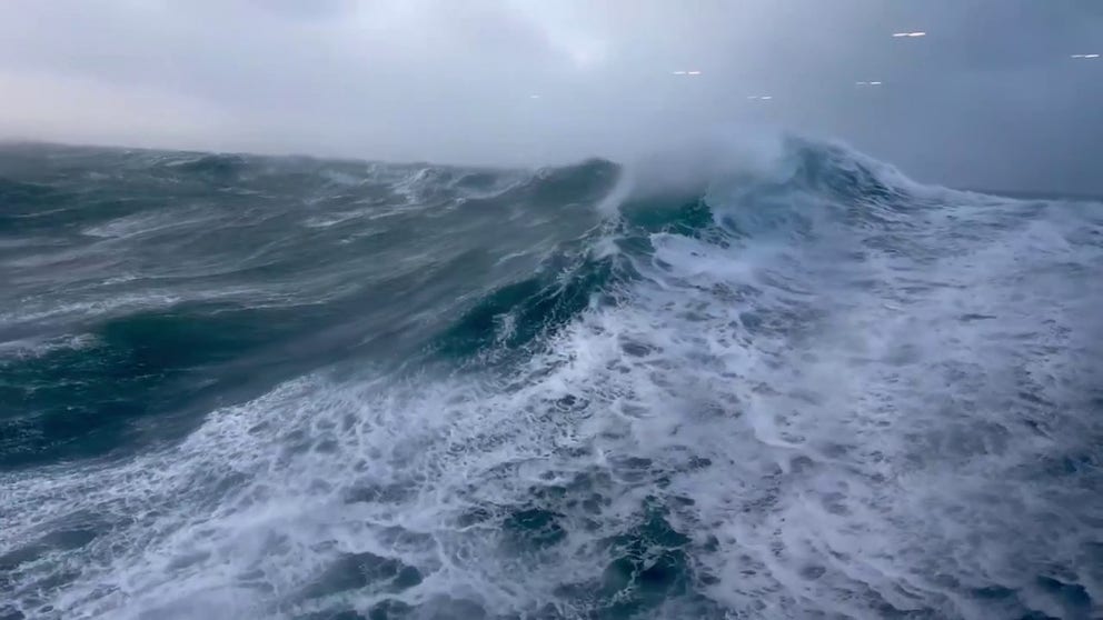 cruise ship with huge waves