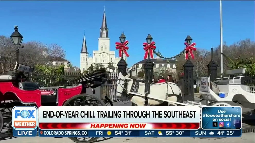 FOX Weather Correspondent Robert Ray reports on the cold weather overtaking the South as 2023 comes to an end.
