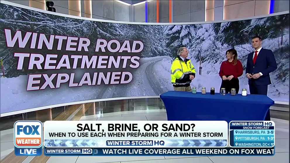 This weekend's nor'easter will bring snow, ice and slush to the roads across the Northeast. While salt is the go-to for avoiding slick surfaces, other options are available. So, what conditions require using those solutions, and what are the differences between each? James Tedesco, Bergen County, New Jersey, executive and acting director of Public Works, joins FOX Weather to sort this all out ahead of the storm.