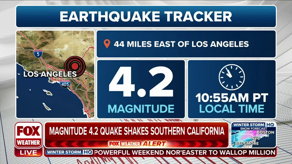 A magnitude 4.2 earthquake struck east of Los Angeles near the town of Lytle Creek. Jan. 5, 2024.