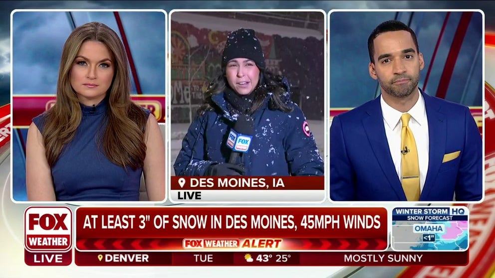 The blizzard that has crippled parts of the Plains with nearly a foot of snow and whiteout conditions is on the move as the low pressure peaks in intensity as it moves into the Great Lakes. FOX Weather’s Nicole Valdes is live in Des Moines, Iowa with the latest. 