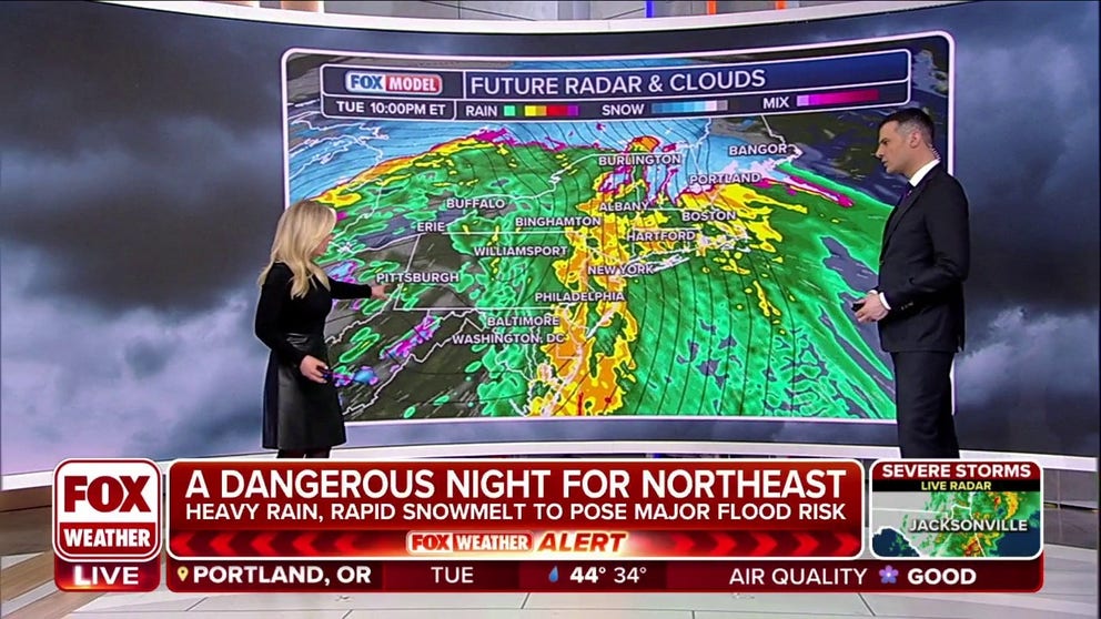 FOX Weather is tracking a powerful storm as it lifts out of the South and triggers wind gusts to 50-plus mph knocking trees into power lines. Forecast heavy rains prompted areas of New Jersey, anticipating flooding, to open shelters. FOX Weather's Katie Byrrne takes us to the Garden State.